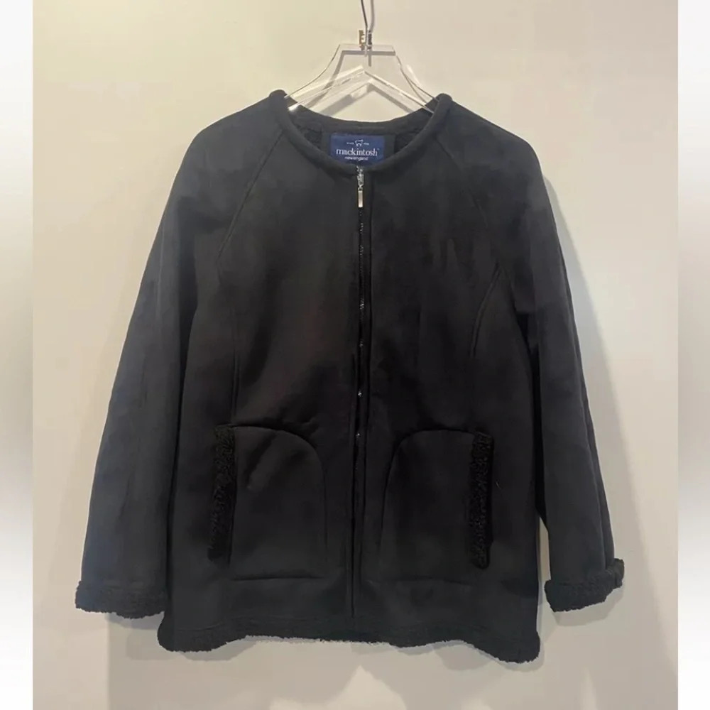Mackintosh New England Black Faux Shearling Coat Jacket Womens Large